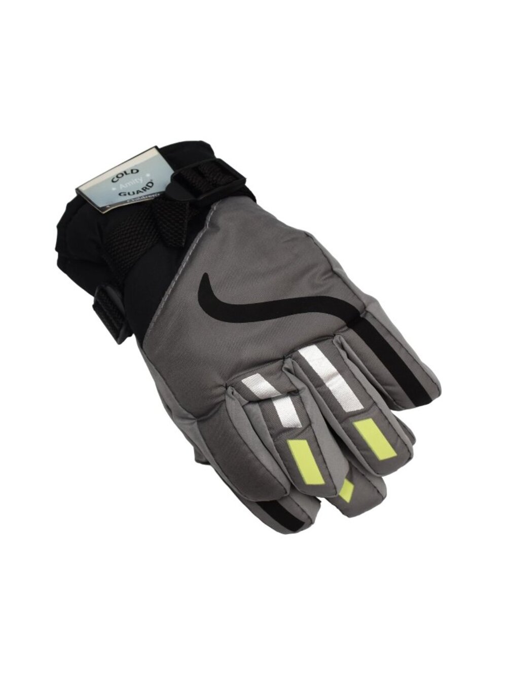 Amity Kids Cold Guard Winter Gloves Gray Reflective Striped Boys Girls One Size
